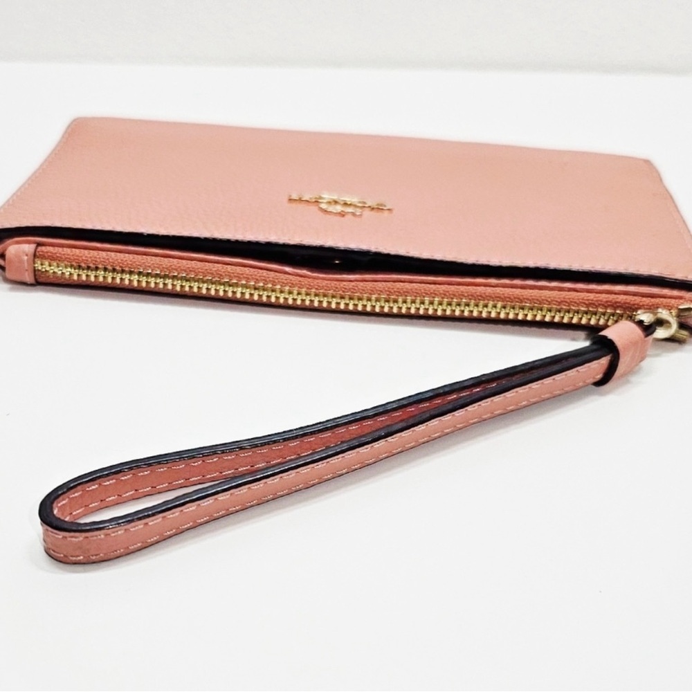 Coach Salmon Colored Wristlet with Gold Accents GUC
